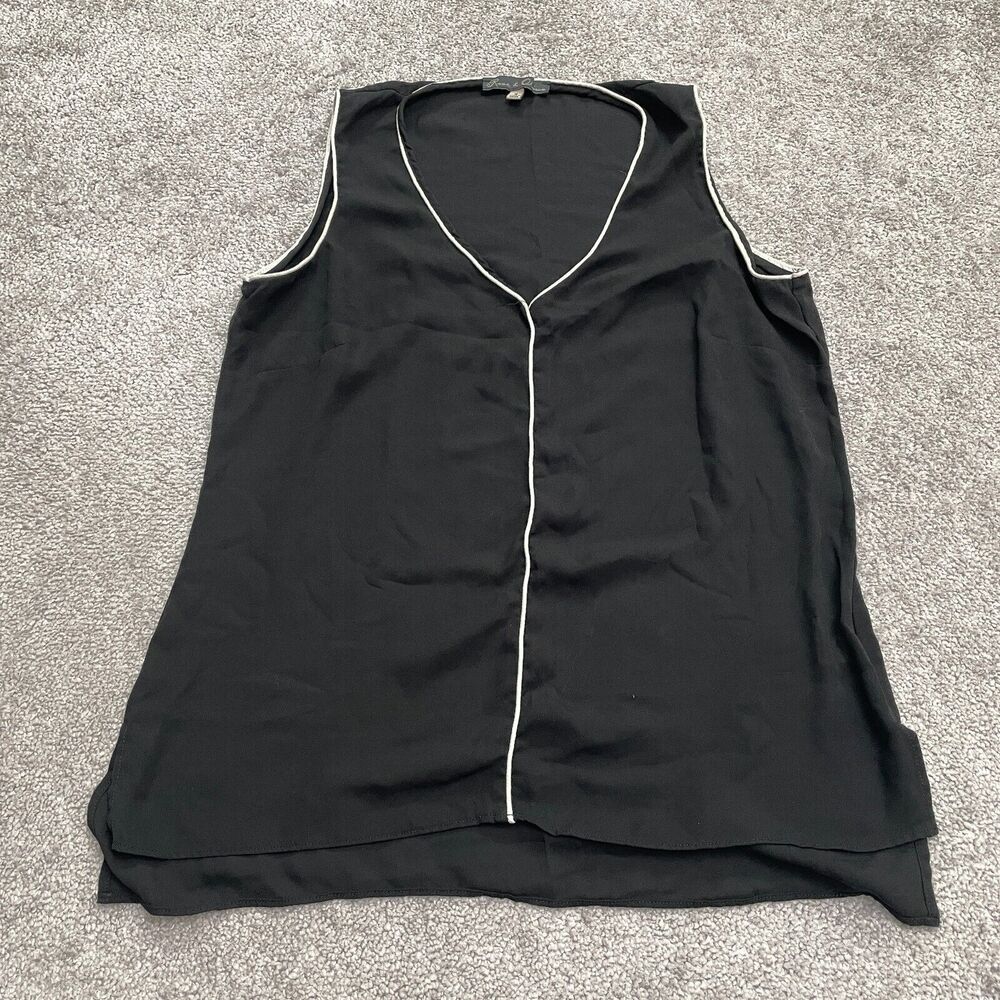 Rose & Olive Tank Top Blouse Women Medium Black V-Neck Chiffon Casual Sleeveless